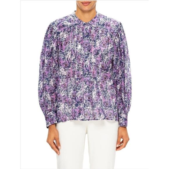 Isabel Marant Tops - Isabel Marant Etoile Adigra Lavender Floral Button Up Cotton Top FR 36 US 4